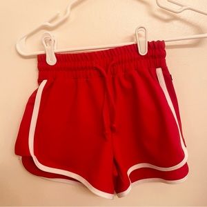 Five girls YL red 82% polyester 18% spandex shorts